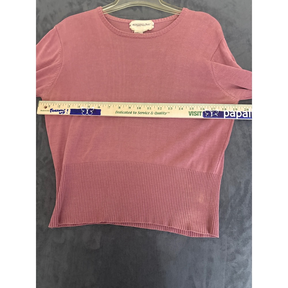 Ribbed Knit Sweater Dusty Rose Pink Small - Picture 6 of 7